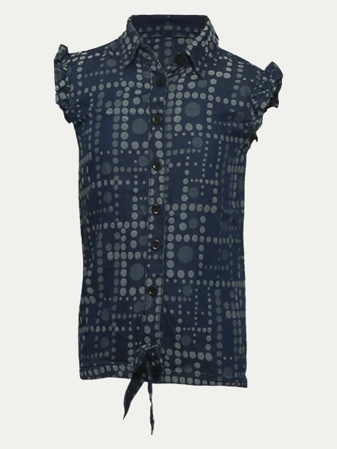 

BAESD Girls Checked Mandarin Collar Pockets T-shirt, Blue