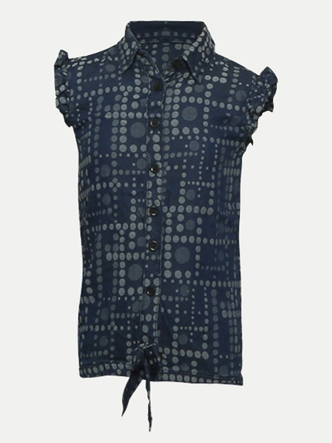 

BAESD Girls Checked Mandarin Collar Pockets T-shirt, Blue