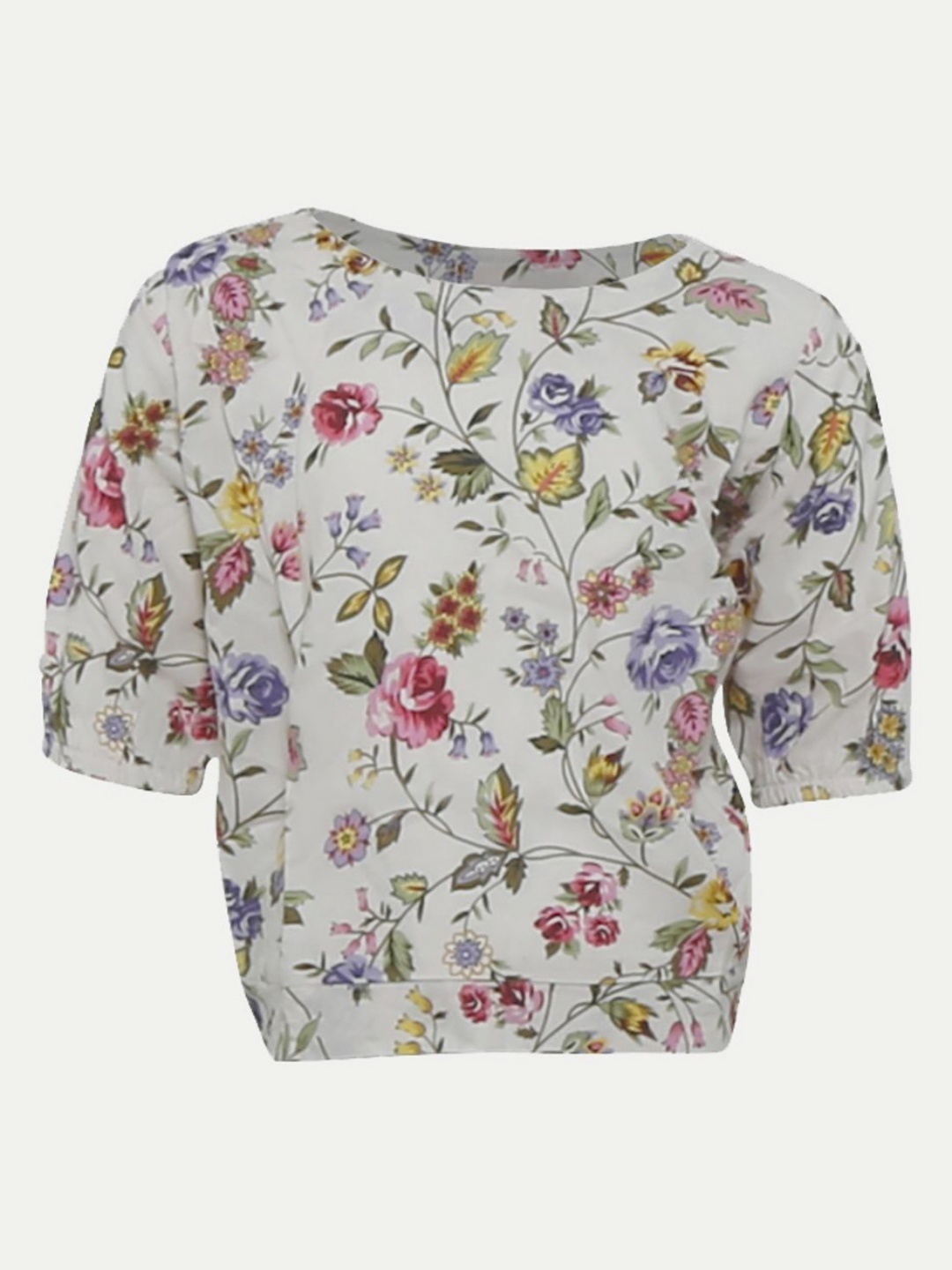 

BAESD Girls Floral Printed Drop-Shoulder Sleeves T-shirt, Beige
