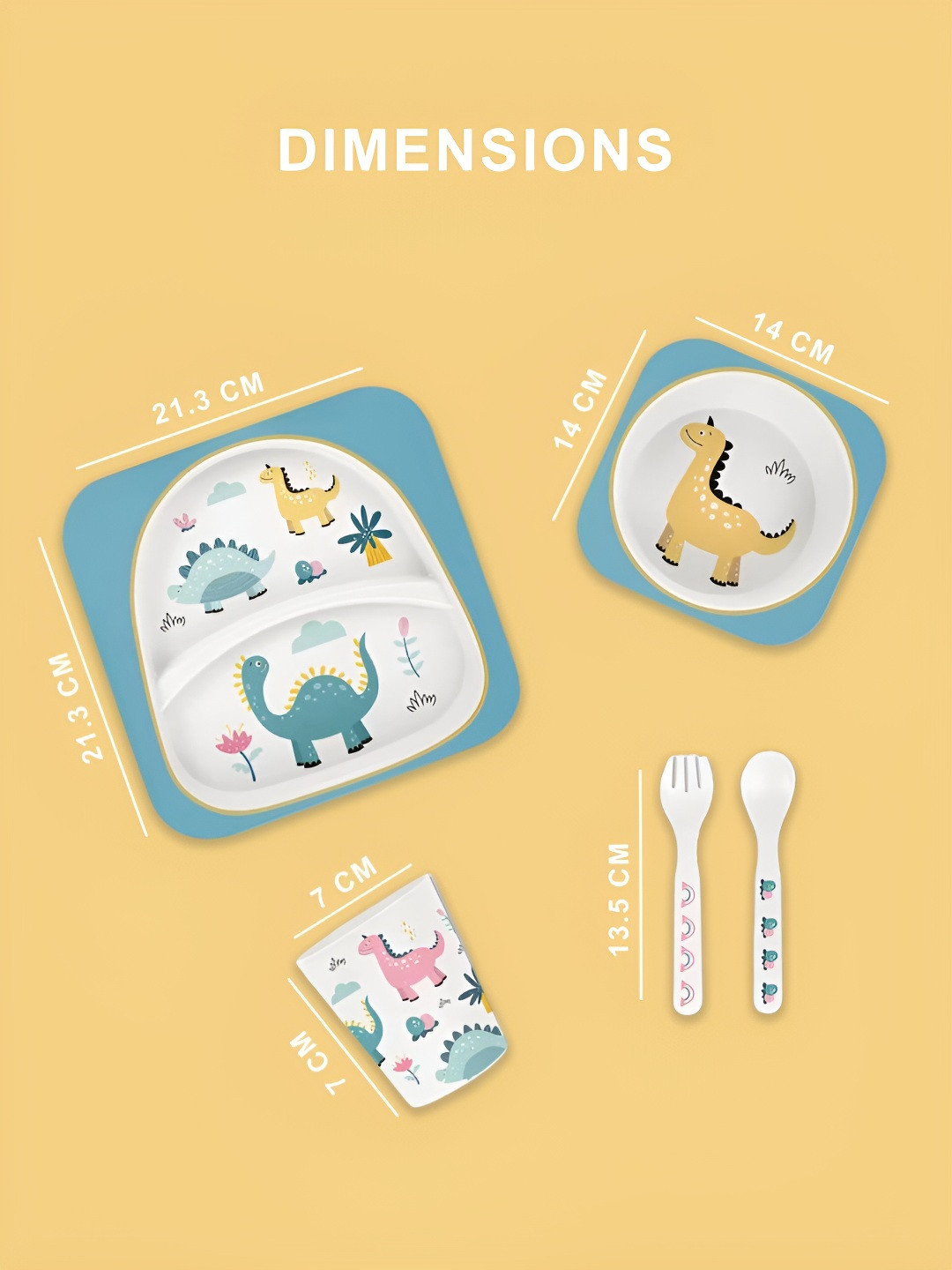

Polka Tots Blue & White 5Pcs Printed Eco Friendly Bamboo Dinner Set