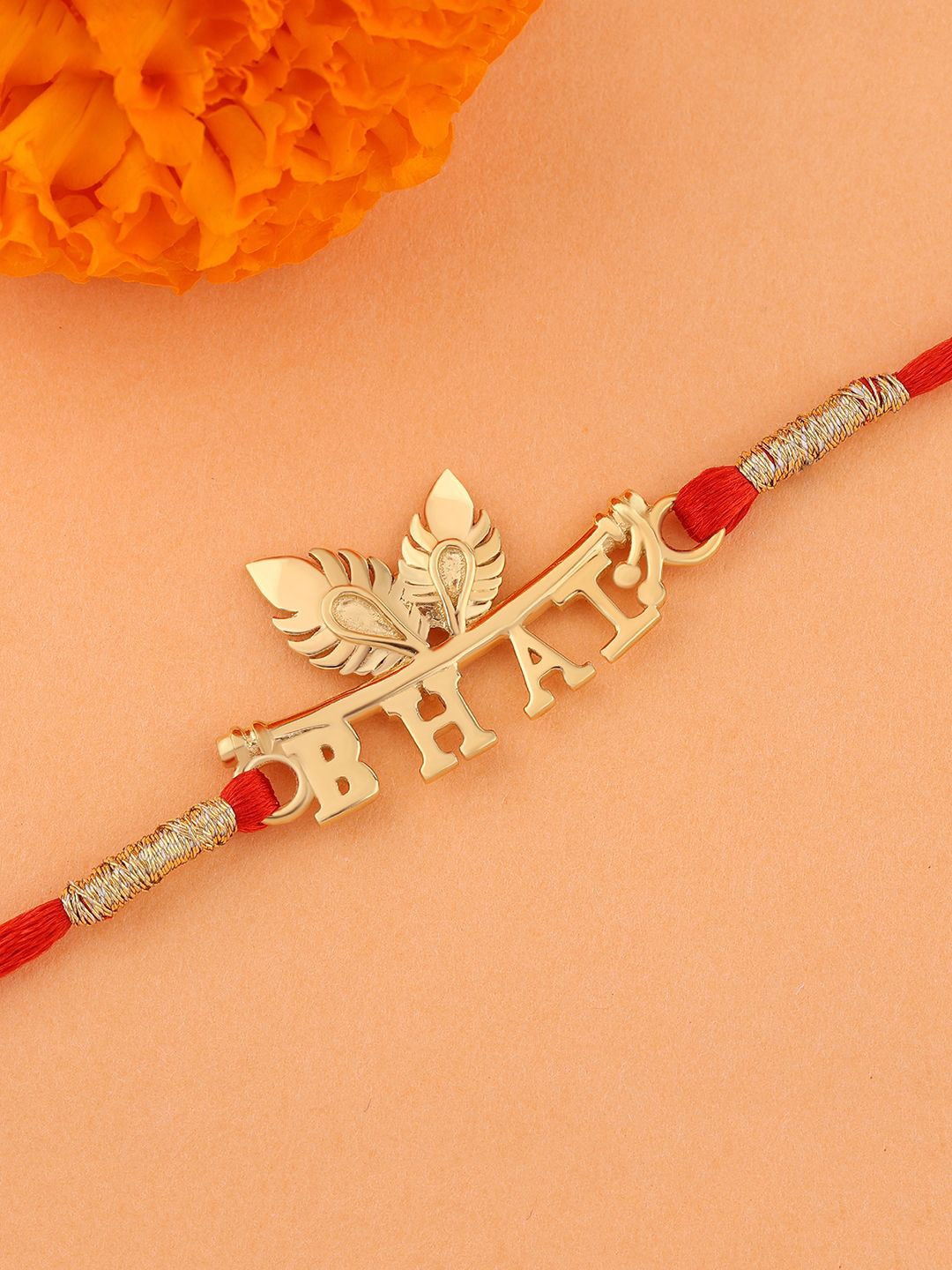 

Ornate Jewels 925 Silver 18K Gold Plated Bhai Thread Rakhi With Roli Chawal