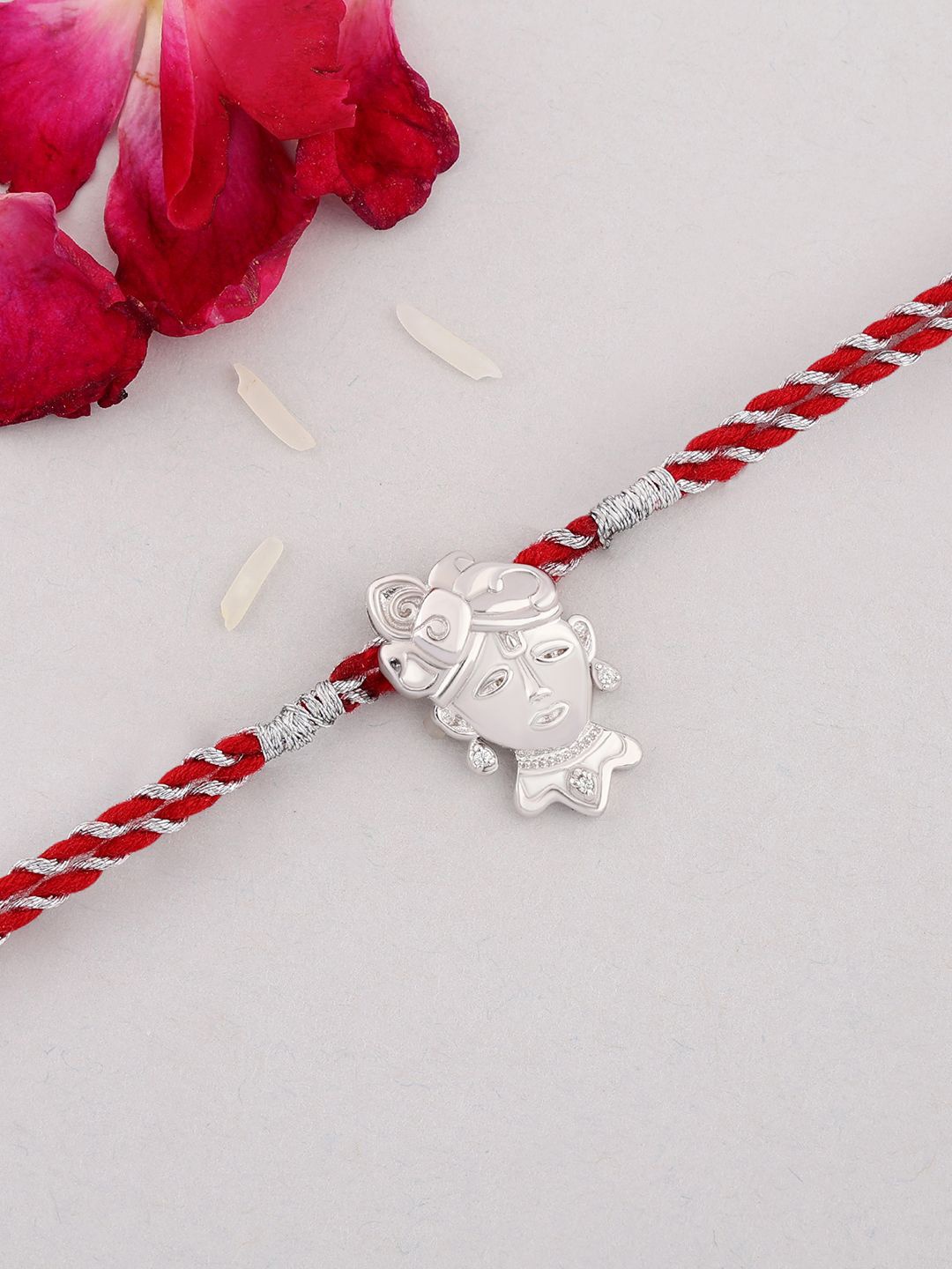 

Ornate Jewels 925 Silver 18K Gold Plated American Diamond Shreenathji Rakhi