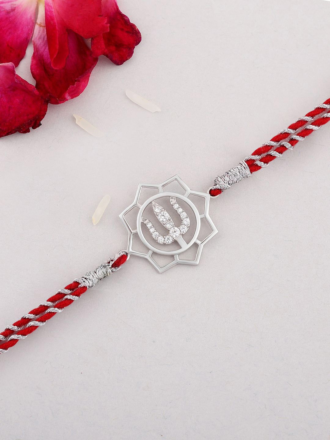 

Ornate Jewels 925 Silver American Diamond Divine Shiva Thread Rakhi With Roli Chawal