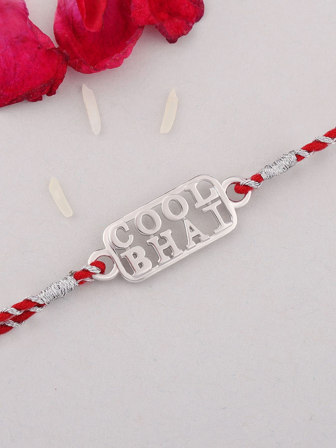 

Ornate Jewels 925 Silver Cool Bhai Thread Rakhi With Roli Chawal & Greeting Card