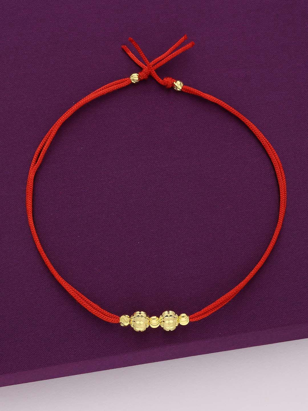 

KAI JEWEL 925 Sterling Silver Beaded Thread Rakhi, Gold