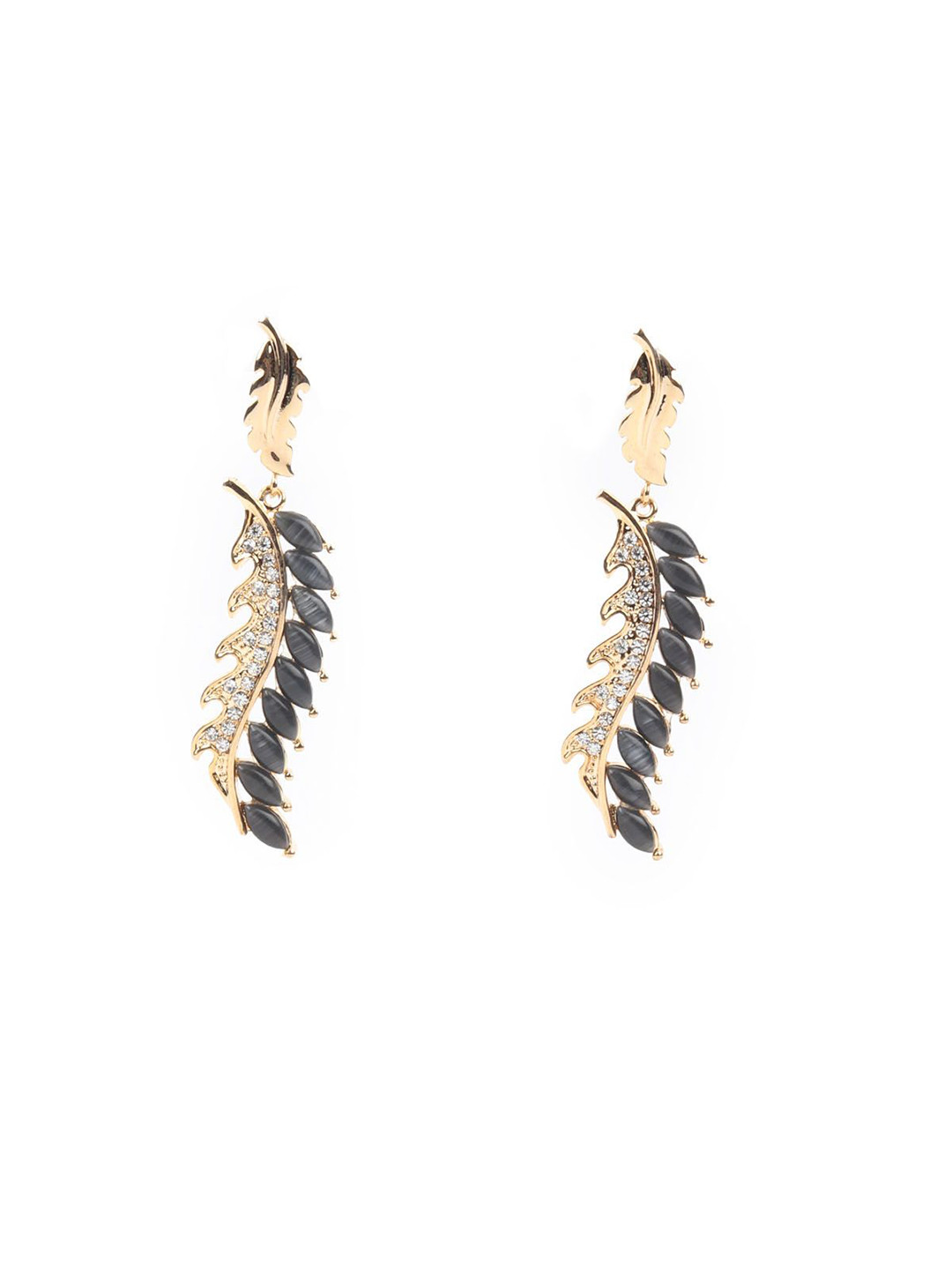 

ODETTE Gold-Plated Embellished Contemporary Drop Earrings, Black