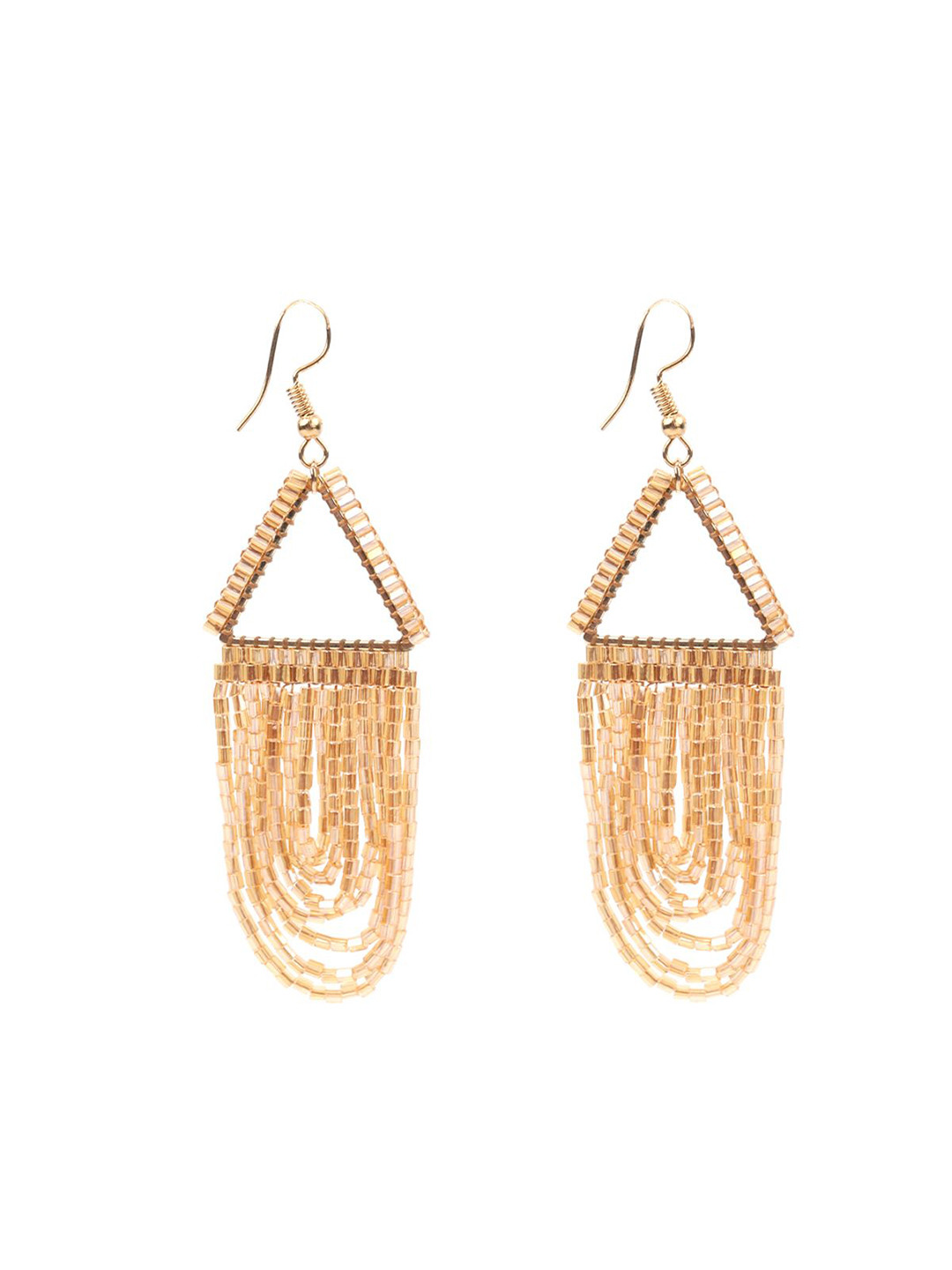 

ODETTE Gold-Plated Artificial Beads Beaded Contemporary Drop Earrings