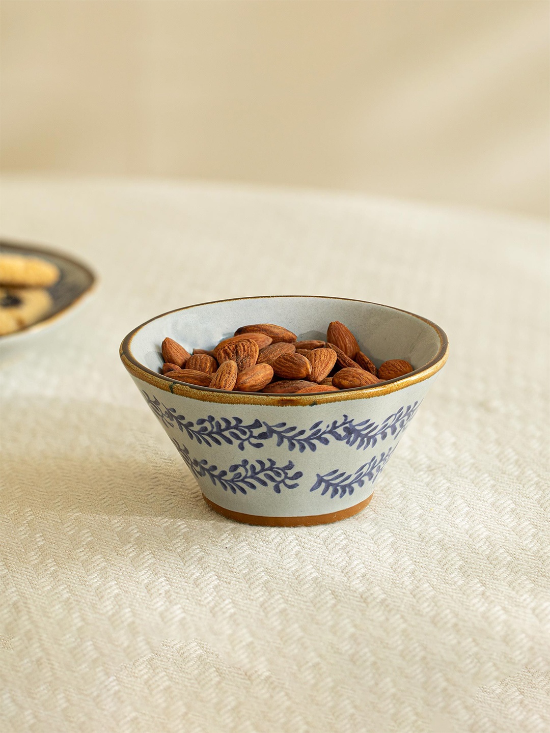 

ellementry Ocean Heart Blue & Brown Printed Ceramic Serving Bowl