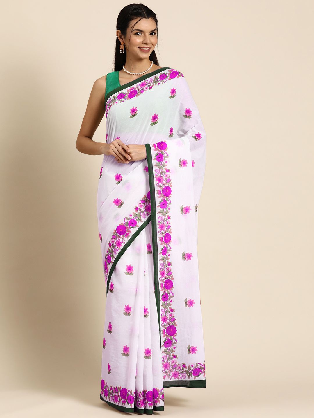 

BUTA BUTI Ethnic Motif Pure Cotton Saree, Lavender