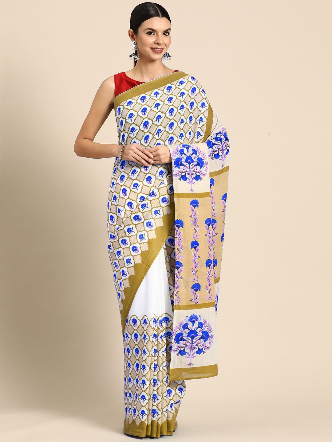 

BUTA BUTI Women Digital Pinted Pure Cotton Saree, Gold