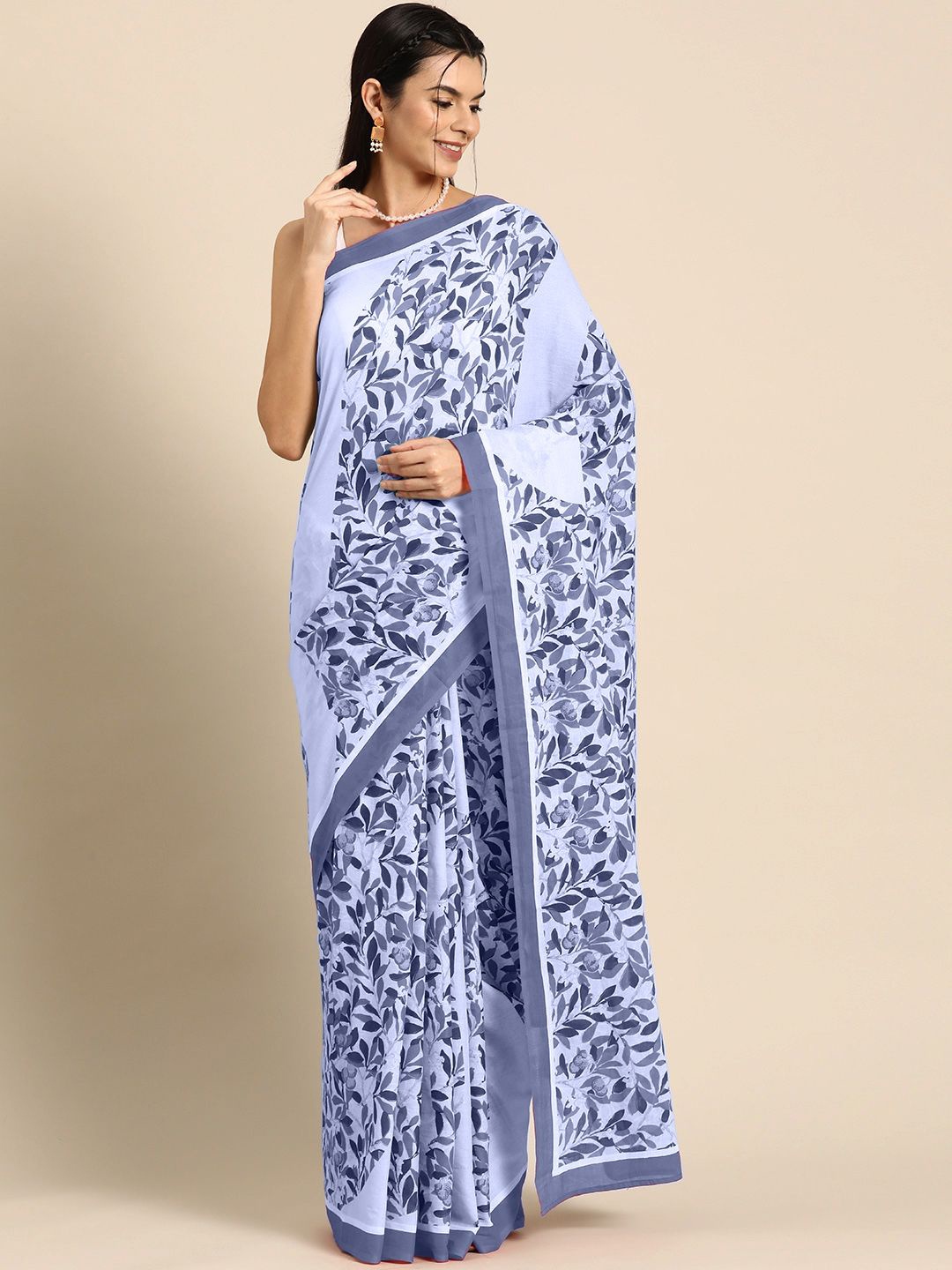 

BUTA BUTI Ethnic Motif Pure Cotton Saree, Blue