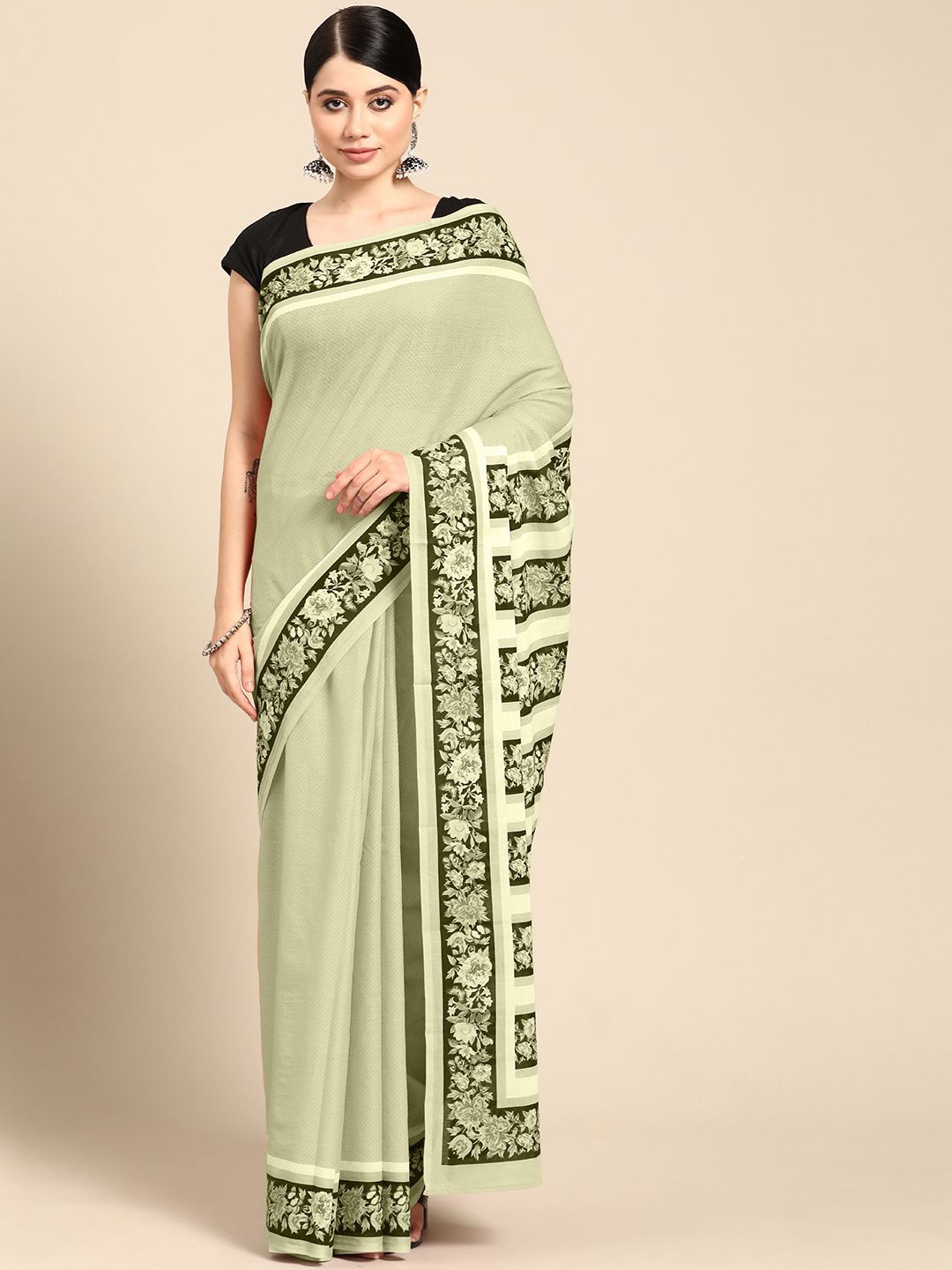 

BUTA BUTI Ethnic Motif Pure Cotton Saree, Green