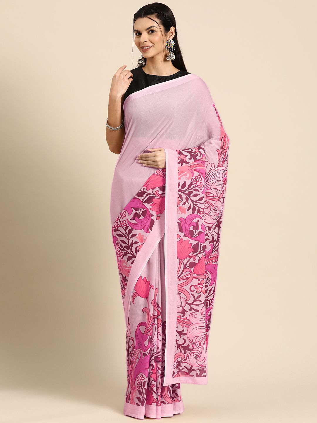 

BUTA BUTI Ethnic Motif Pure Cotton Saree, Pink