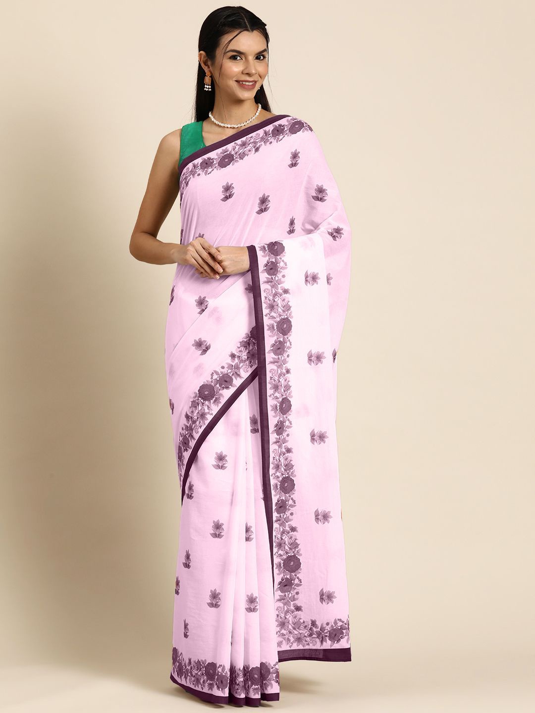 

BUTA BUTI Ethnic Motif Pure Cotton Saree, Pink