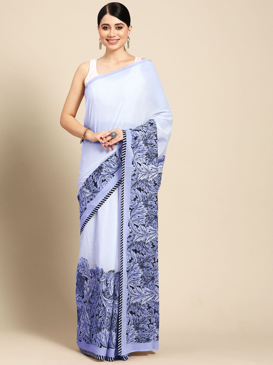 

BUTA BUTI Ethnic Motif Pure Cotton Saree, Blue