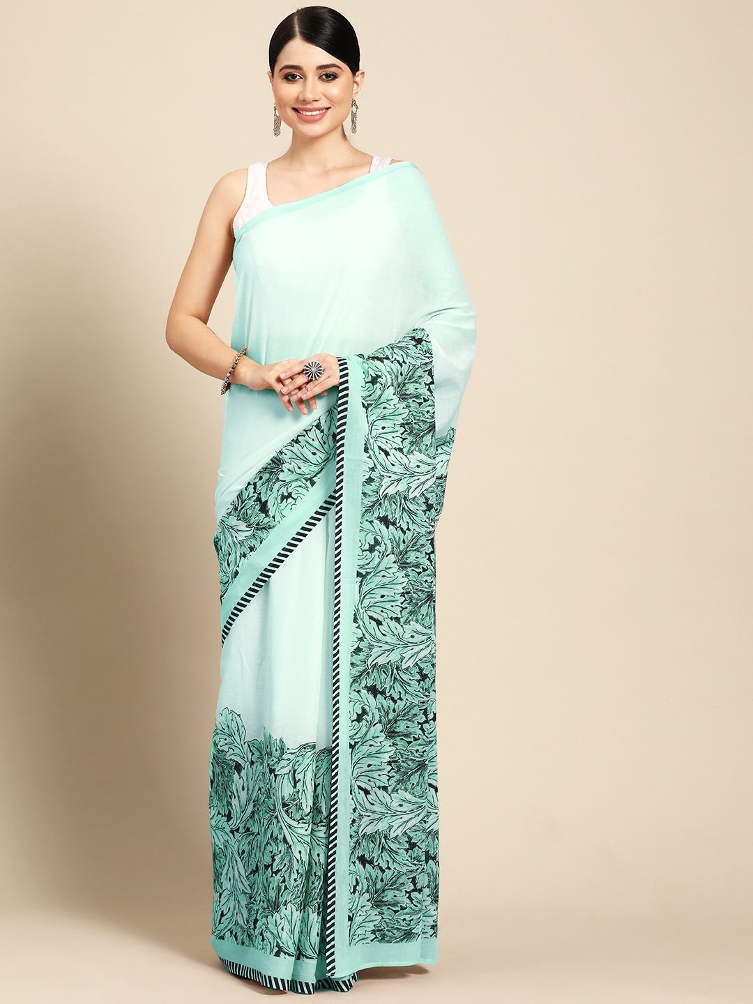 

BUTA BUTI Ethnic Motif Pure Cotton Saree, Blue