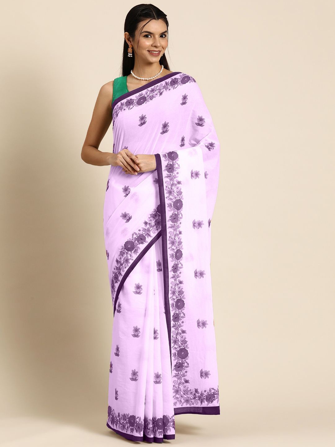 

BUTA BUTI Women Digital Pinted Pure Cotton Saree, Pink