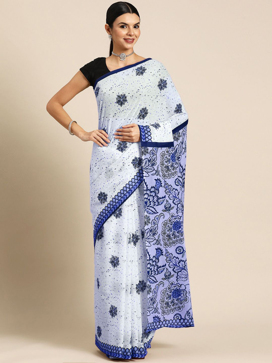 

BUTA BUTI Ethnic Motifs Pure Cotton Saree, Blue