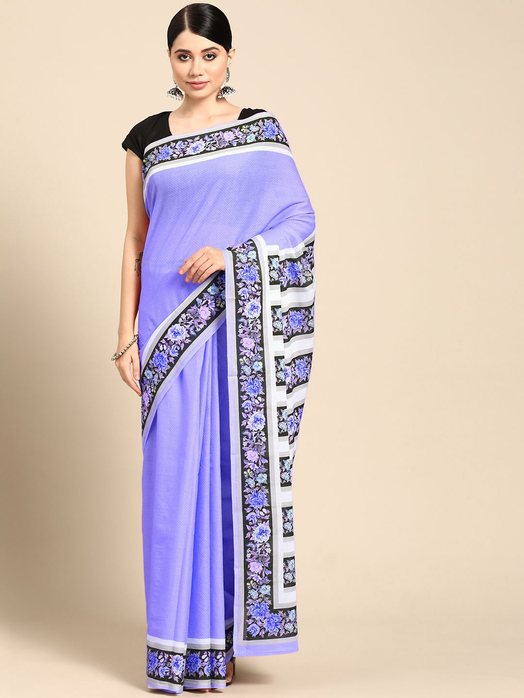 

BUTA BUTI Solid Pure Cotton Saree, Purple