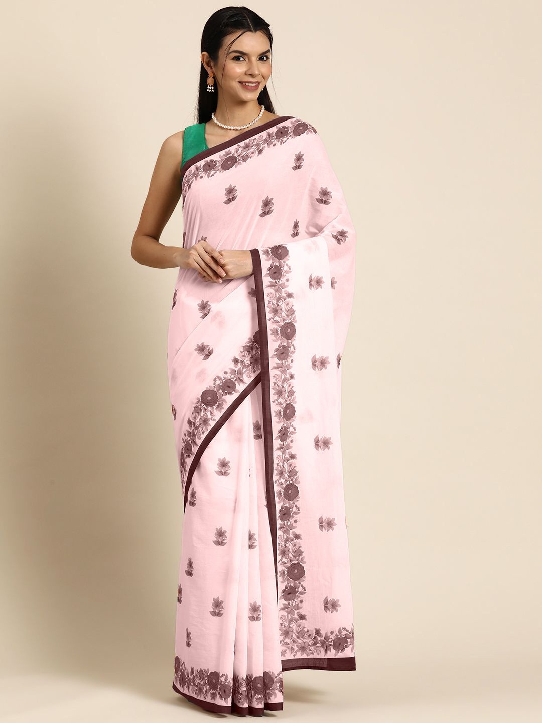 

BUTA BUTI Ethnic Motif Pure Cotton Saree, Mauve