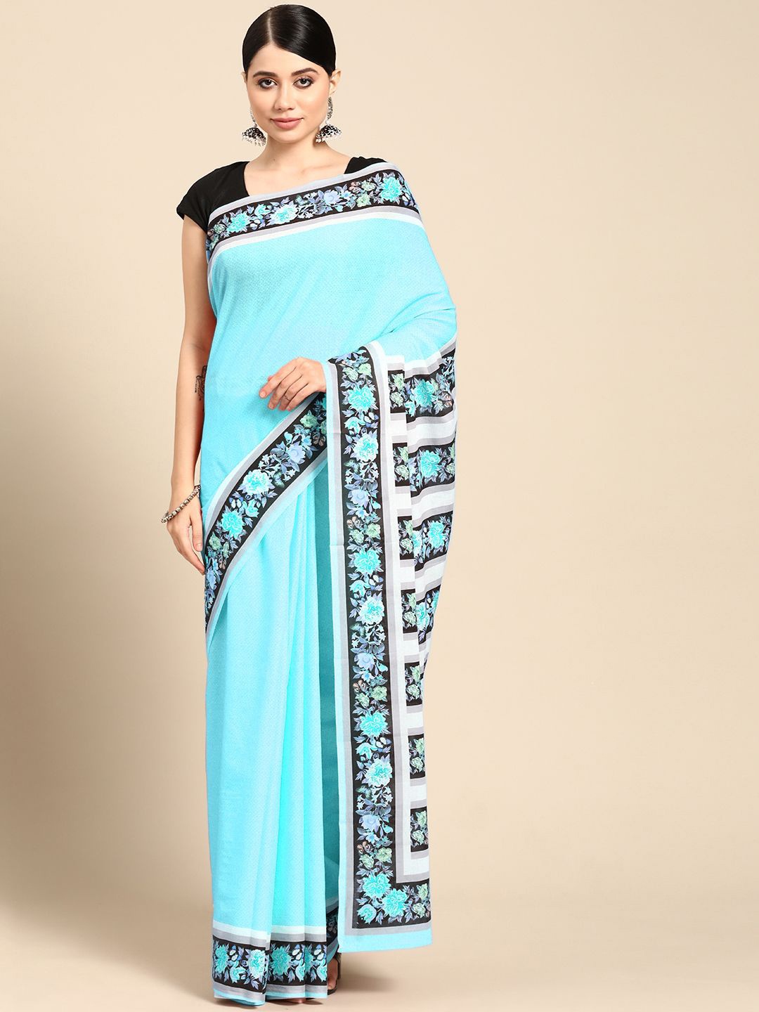 

BUTA BUTI Ethnic Motif Pure Cotton Saree, Blue