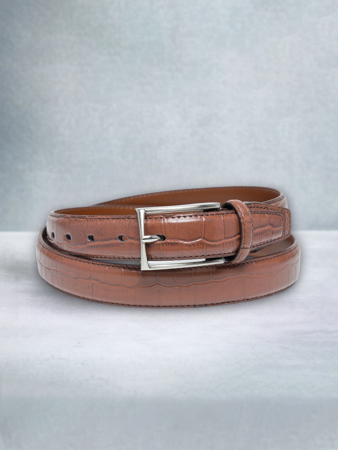 

CHOKORE Men Textured Leather Belt, Brown