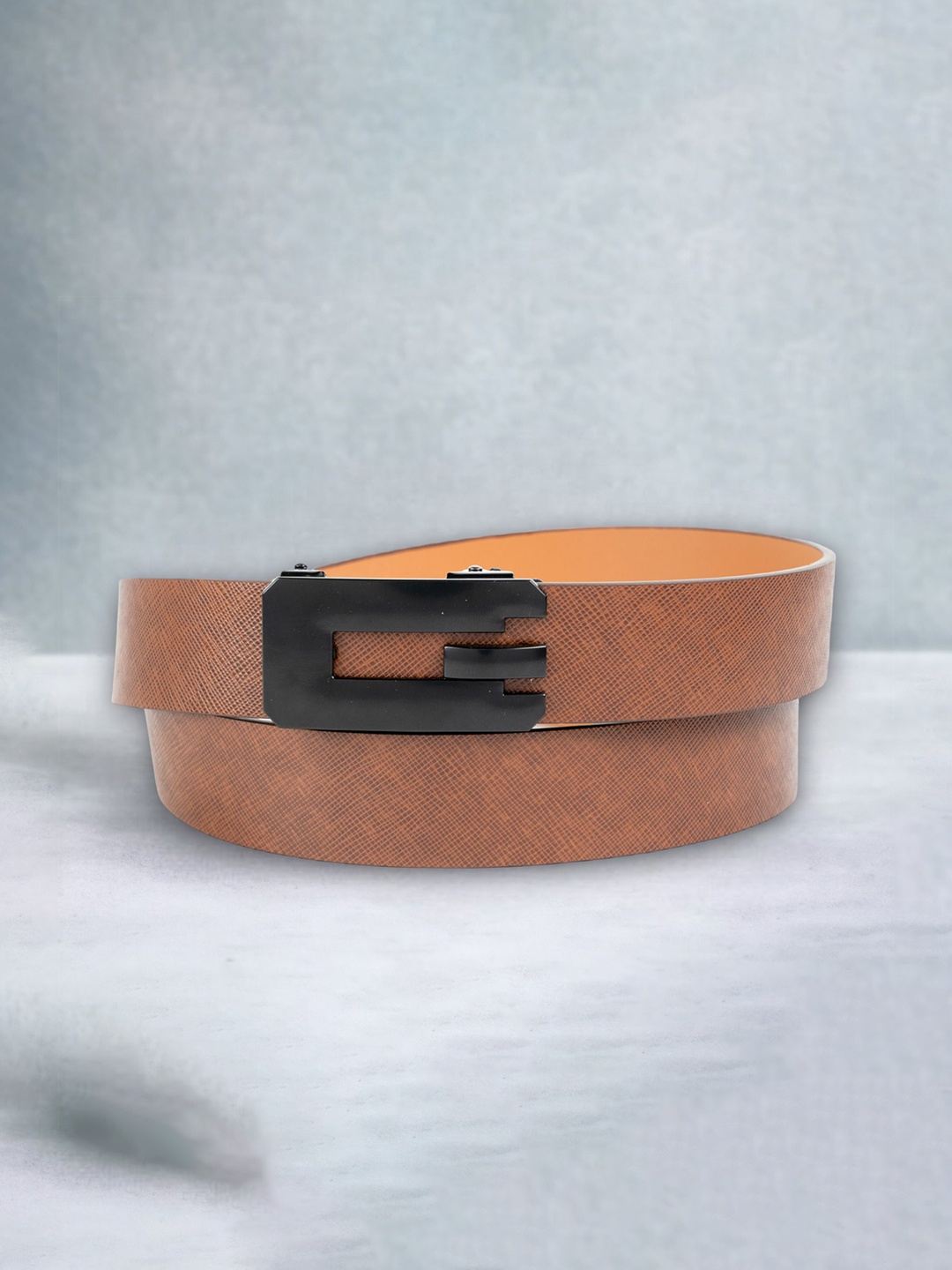 

CHOKORE Men Textured Leather Belt, Brown