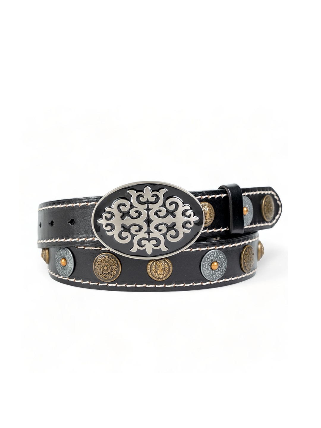 

CHOKORE Men Embellished Leather Belt, Black
