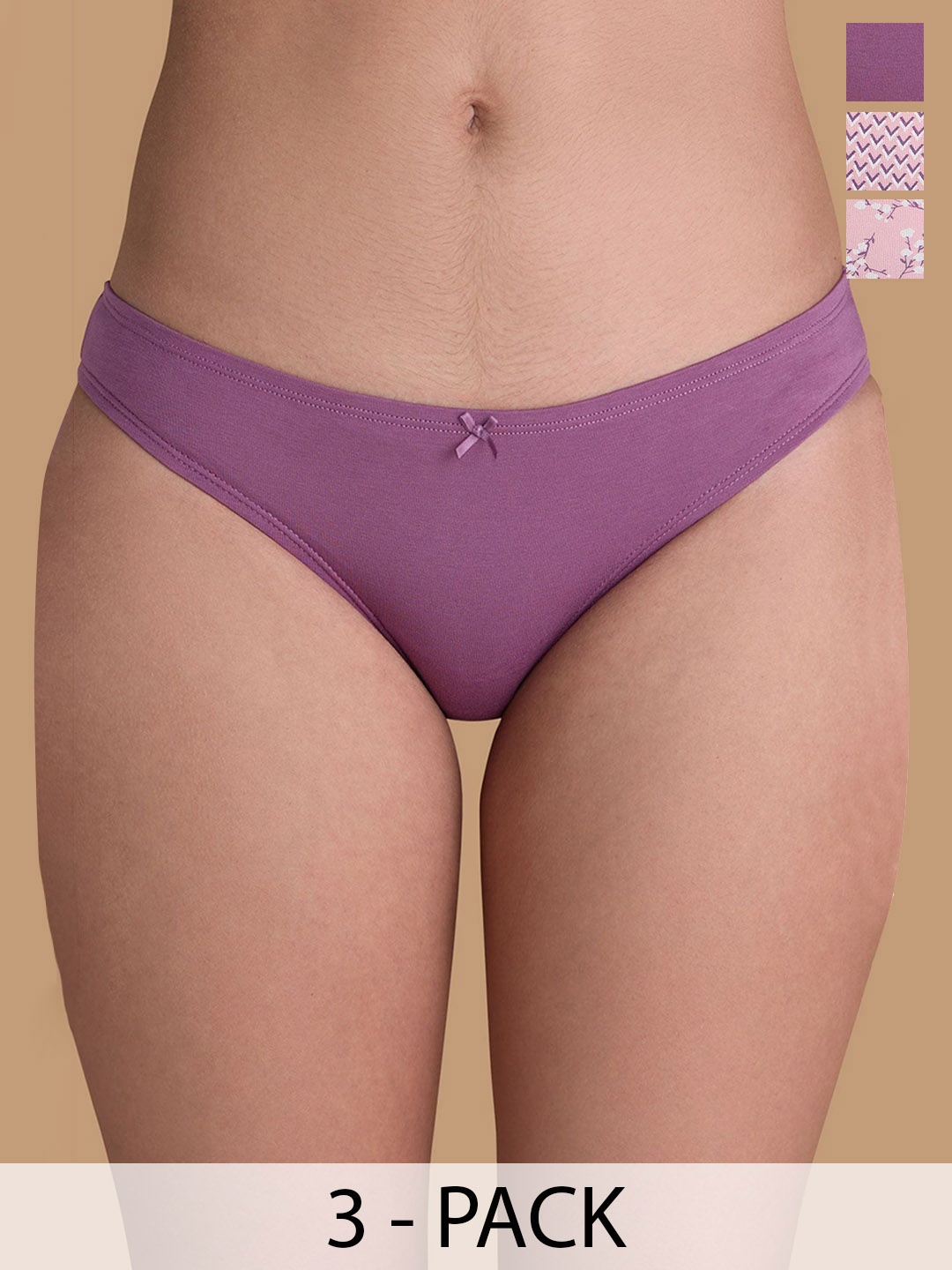 

Nykd Pack Of 3 Women Assorted Mid Rise Bikini Briefs