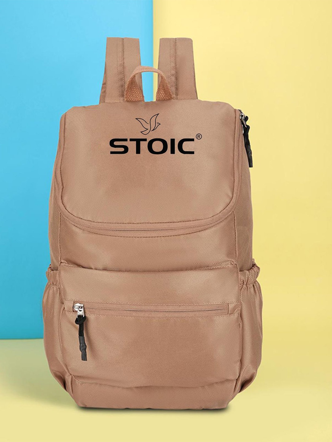 

STOIC Women Brand Logo Backpack with Anti-Theft, Beige