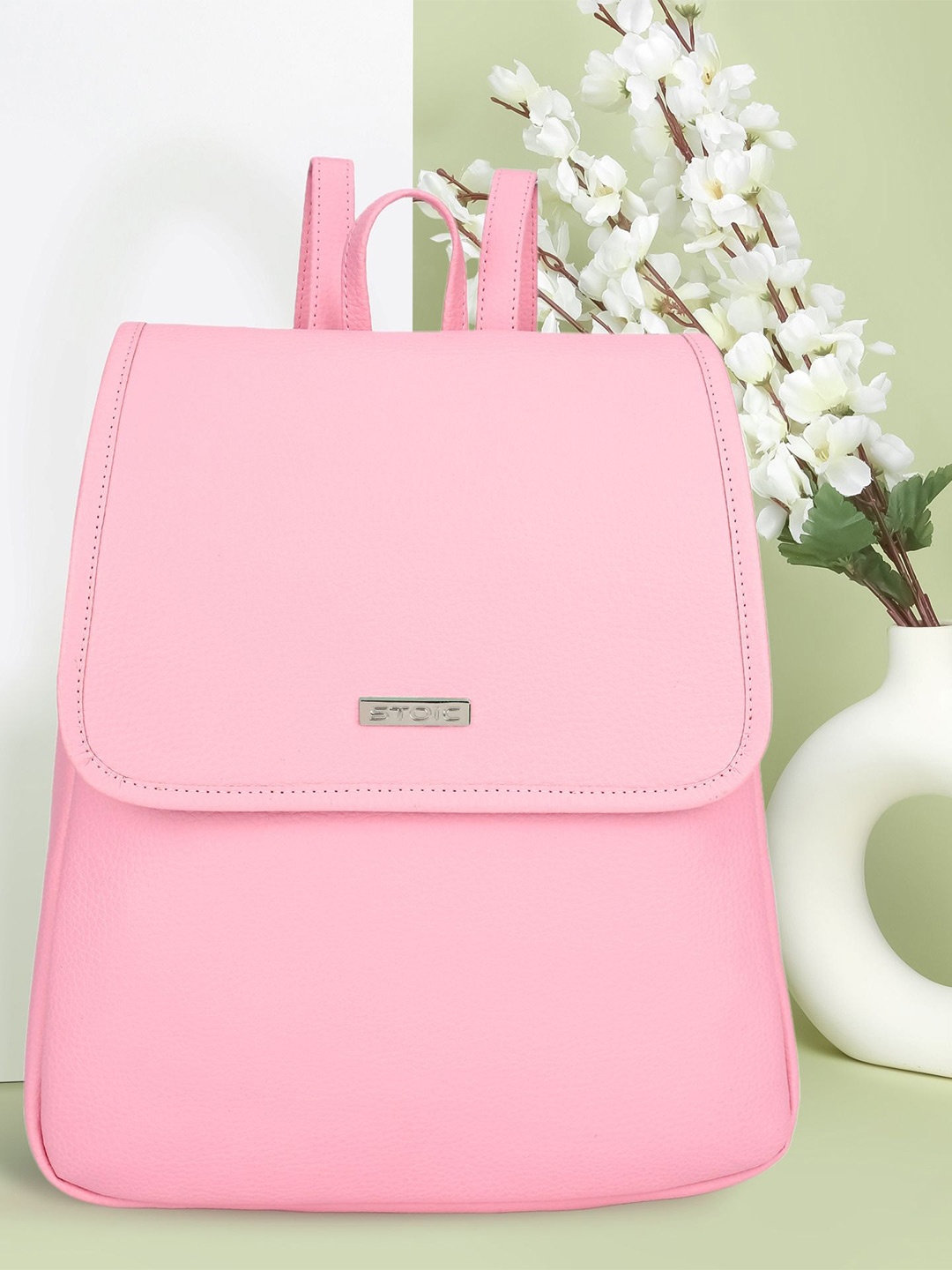 

STOIC Women Brand Logo Backpack with Anti-Theft, Pink