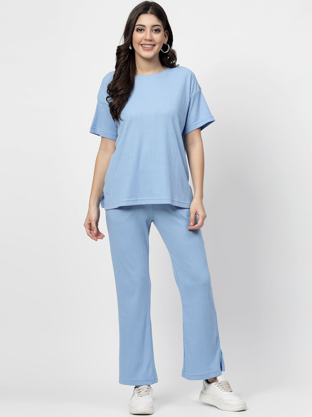 

ETC Oversized Drop Shoulder T-Shirt & Trousers, Blue