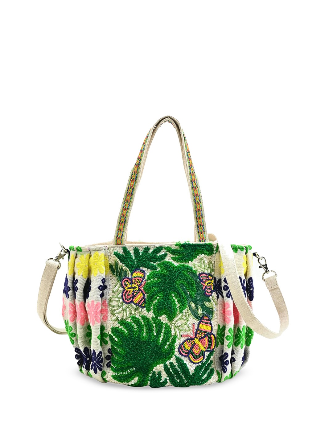 

BohoGirl Tropical Embroidered Shopper Cotton Tote Bag, Yellow