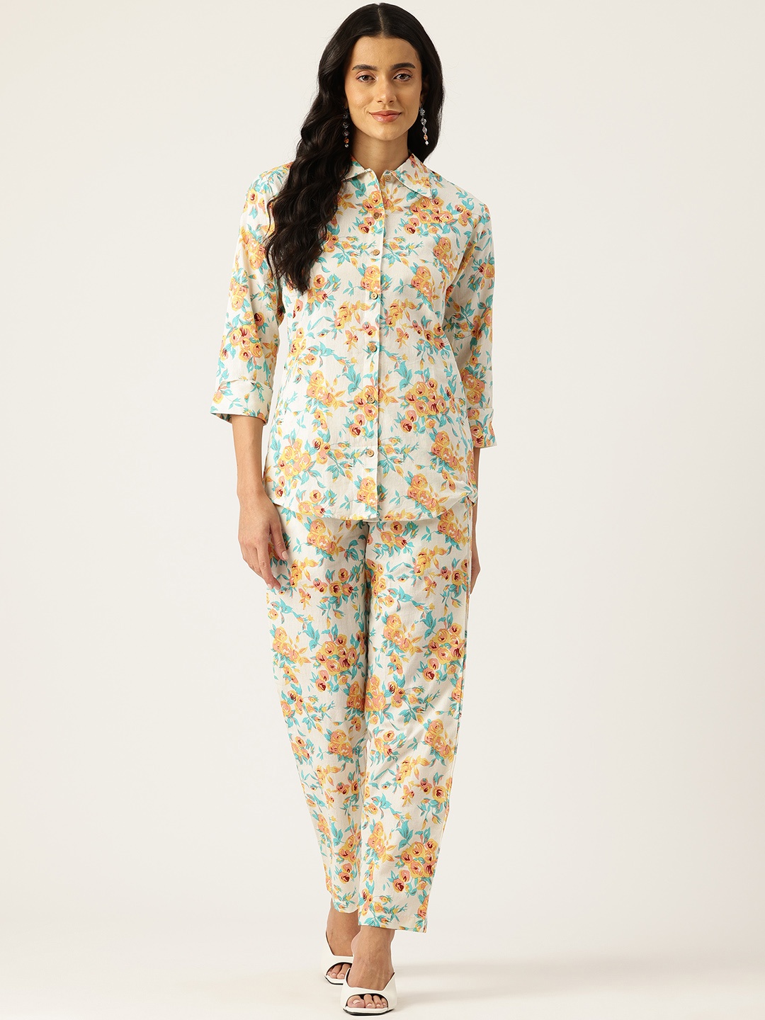 

Molcha Printed Pure Cotton Shirt With Palazzos, Multi