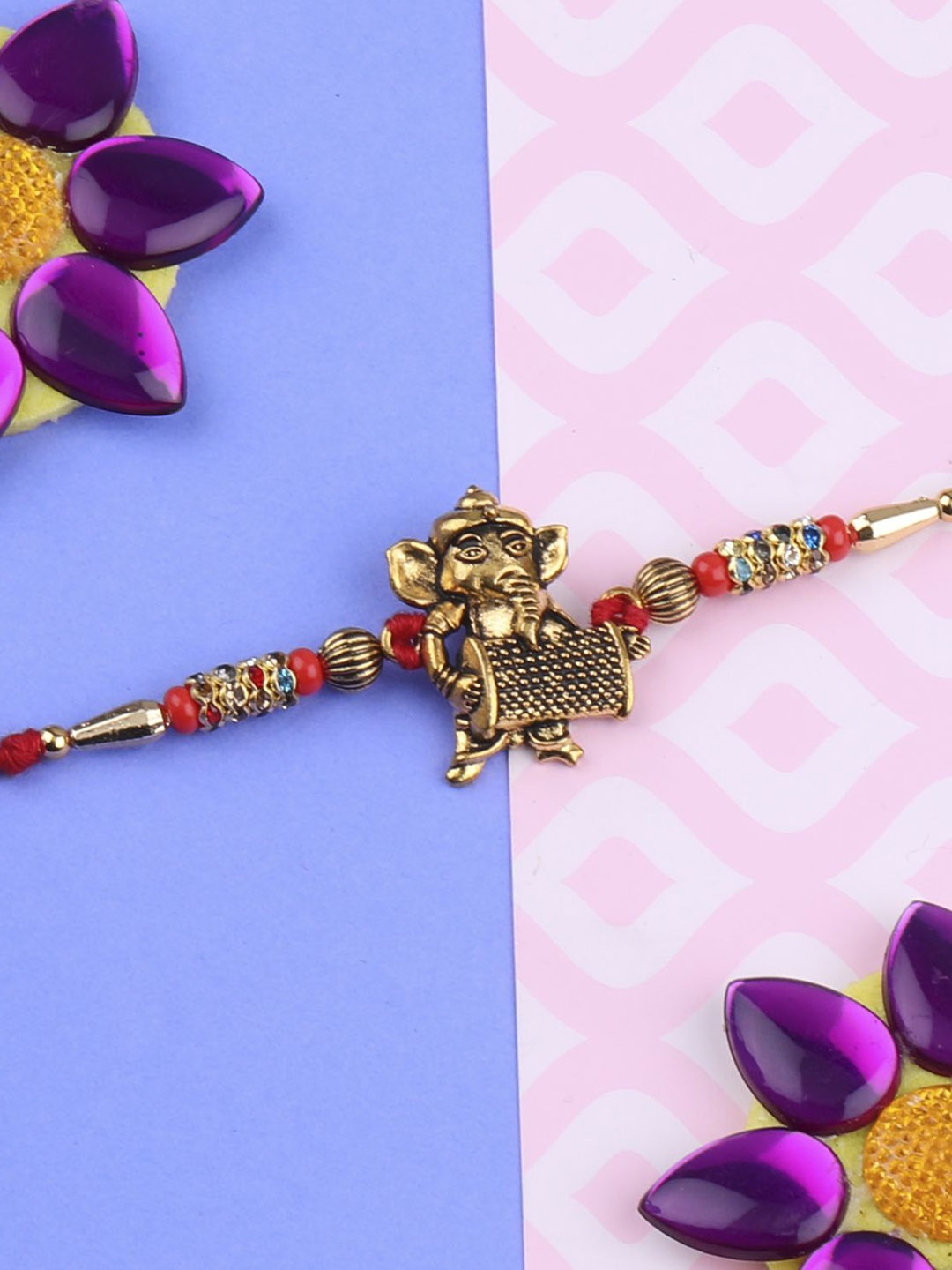 

Silver Shine Bhaiya Bhabhi Rakhi With Roli Chawal, Gold