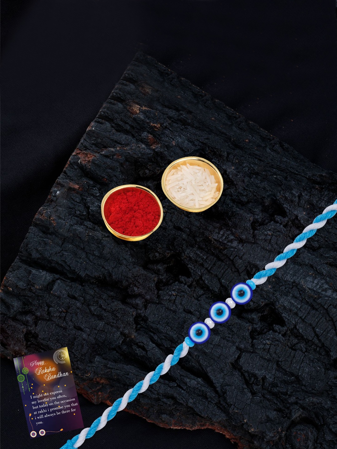 

Silver Shine Bhaiya Bhabhi Rakhi With Roli Chawal, Gold