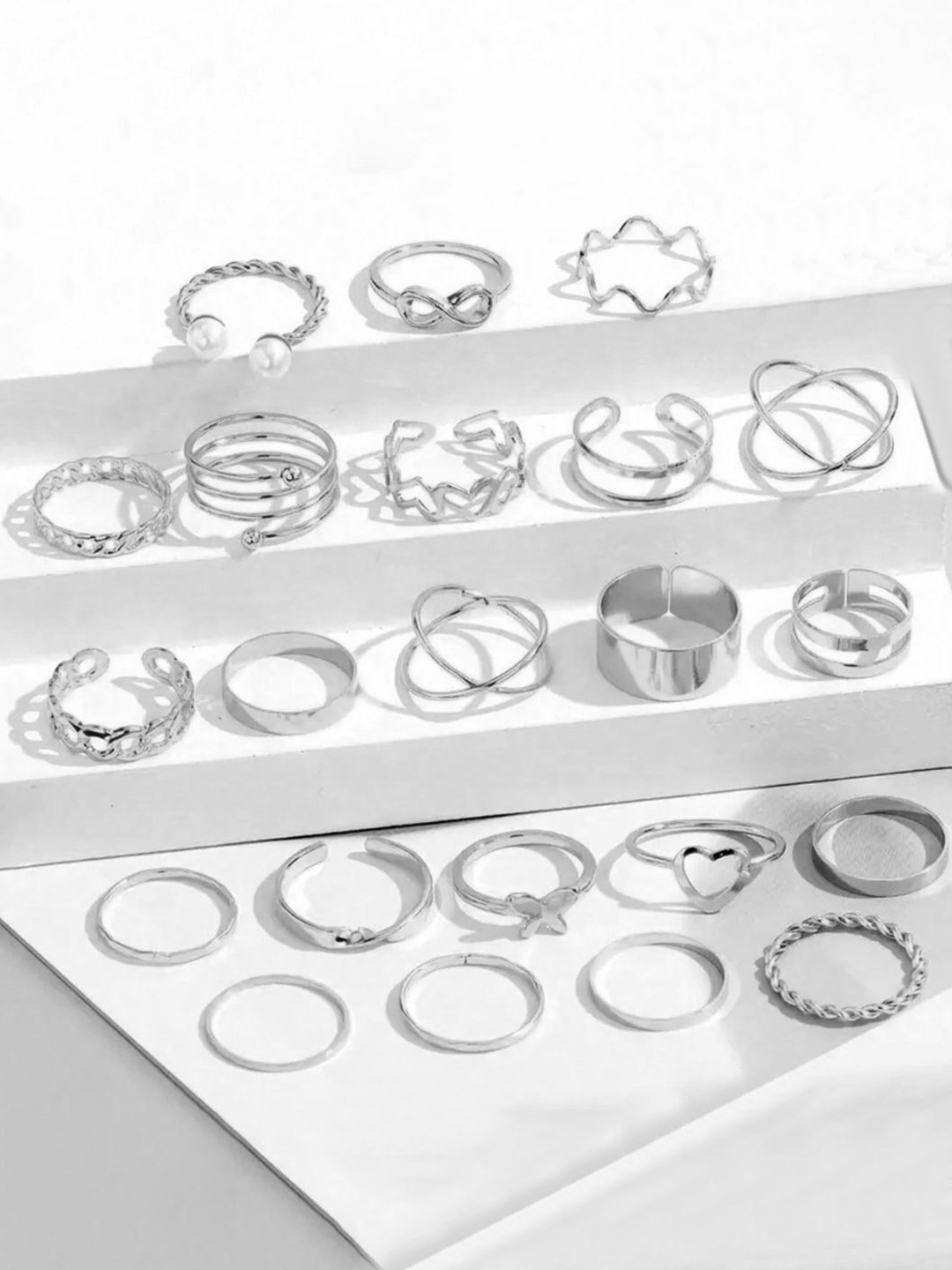 

YouBella Set Of 22 Silver-Plated kunckle Finger Ring