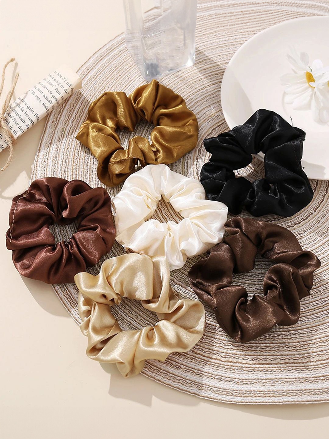

YouBella Women Set of 6 Ponytail Holders, Black