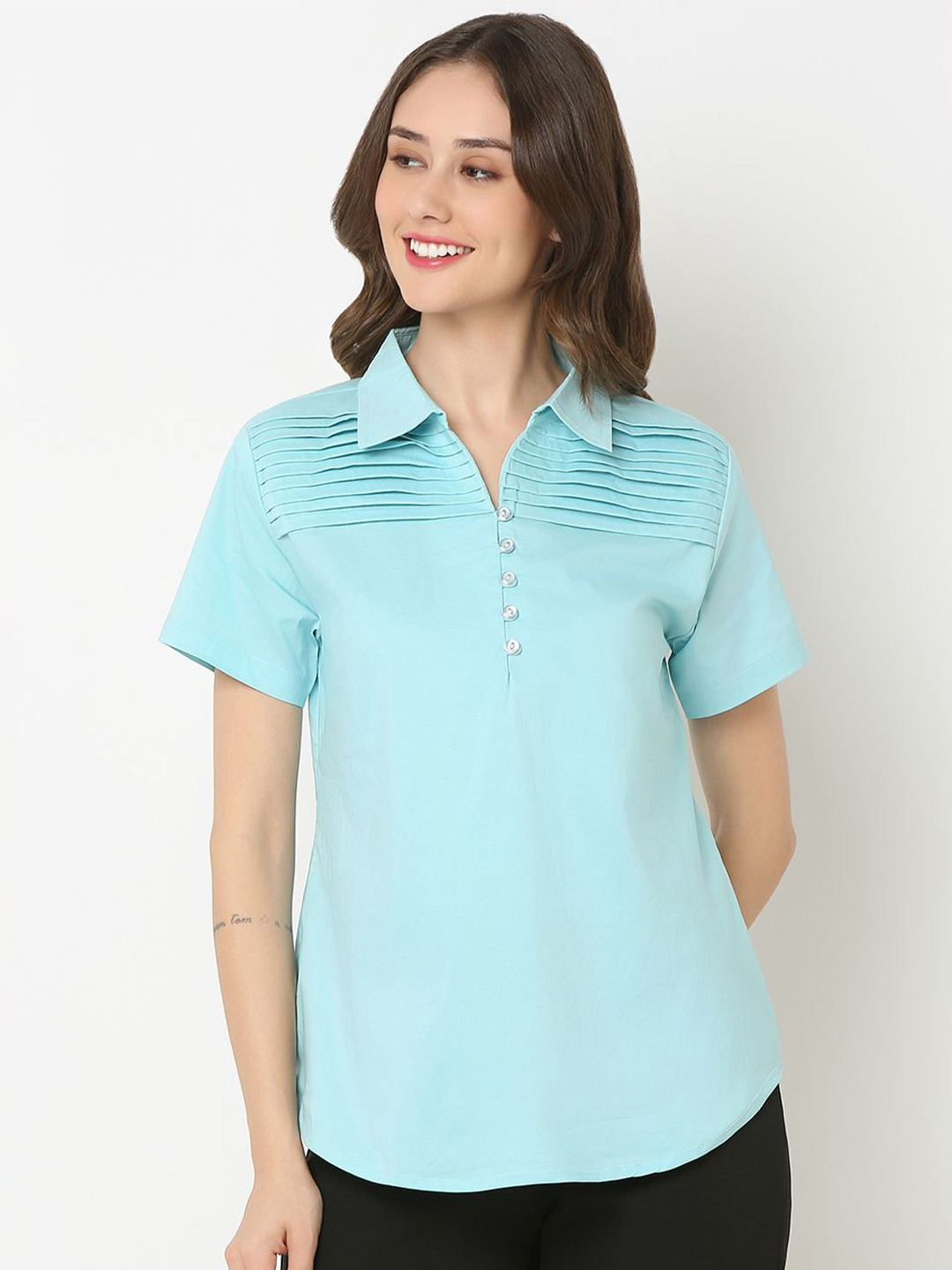 

NOT SO PINK Cotton Shirt Style Top, Blue