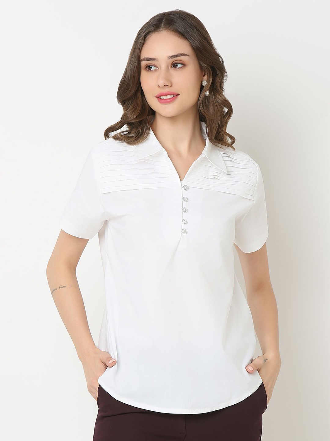 

NOT SO PINK Cotton Shirt Style Top, White