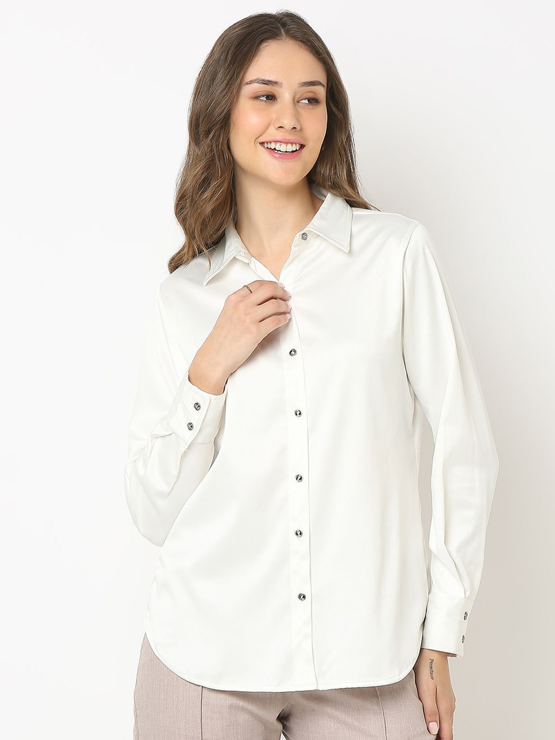 

NOT SO PINK Women Smart Opaque Casual Shirt, White