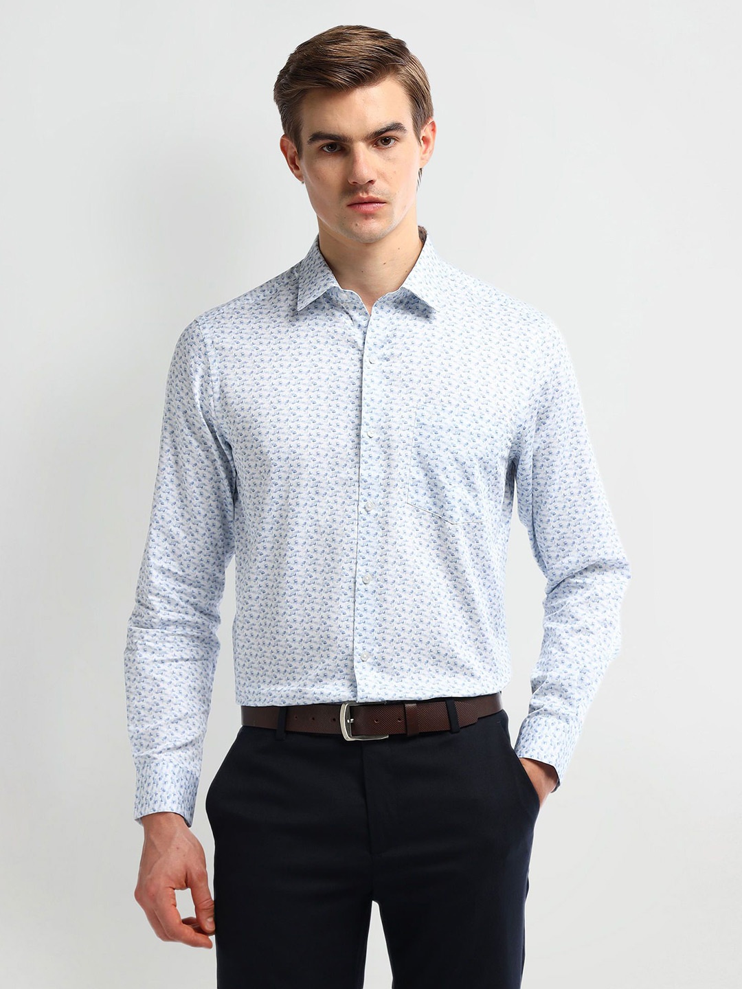 Arrow Men Floral Opaque Printed Formal Shirt, Blue