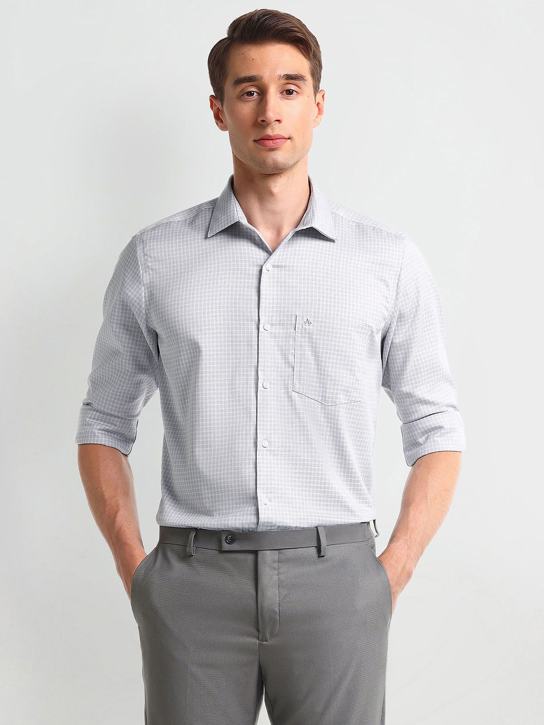 

Arrow Men Opaque Striped Formal Shirt, Grey