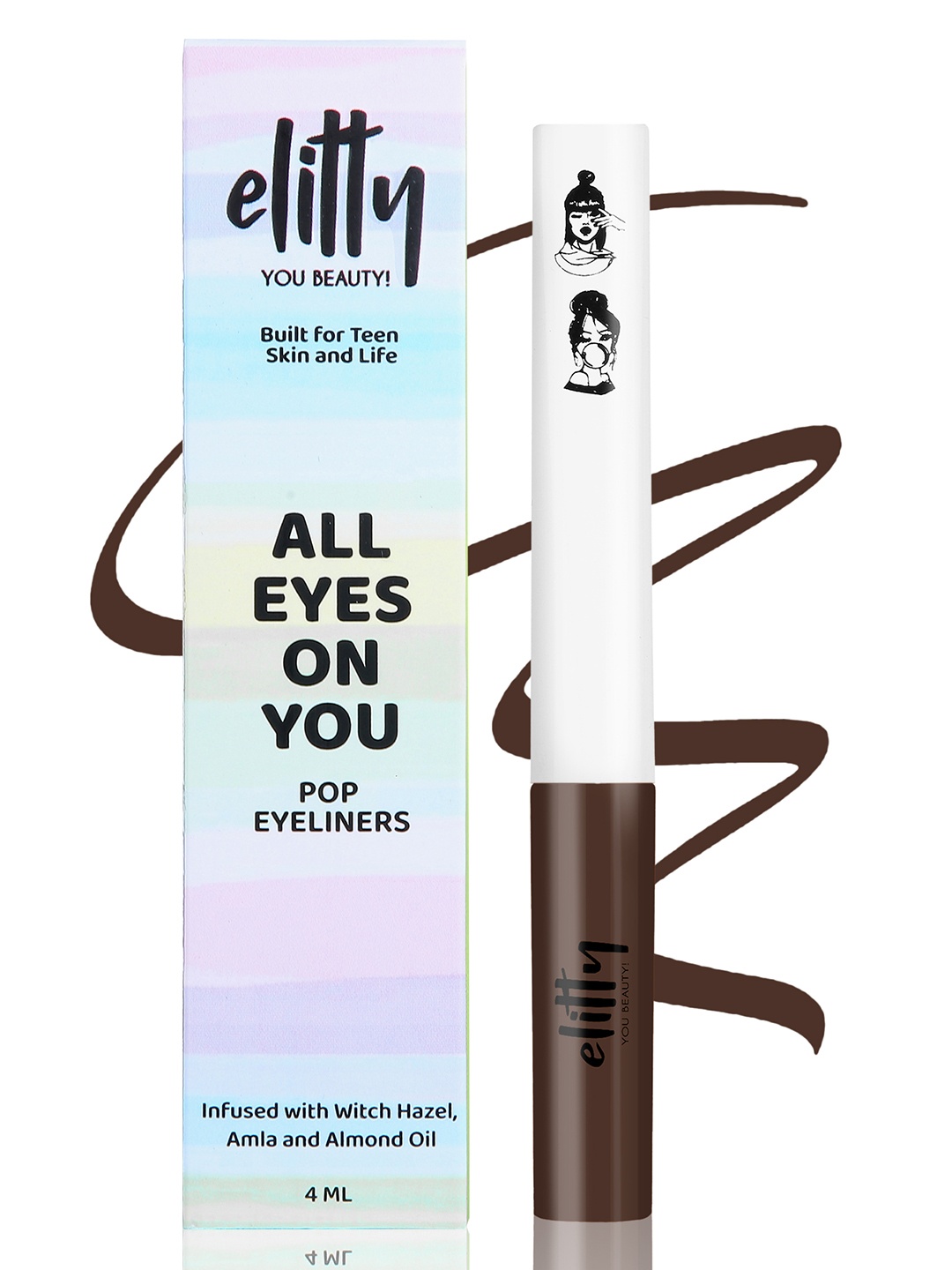 

Elitty Waterproof Liquid Eyeliner- Spill The Tea-4ml, Brown