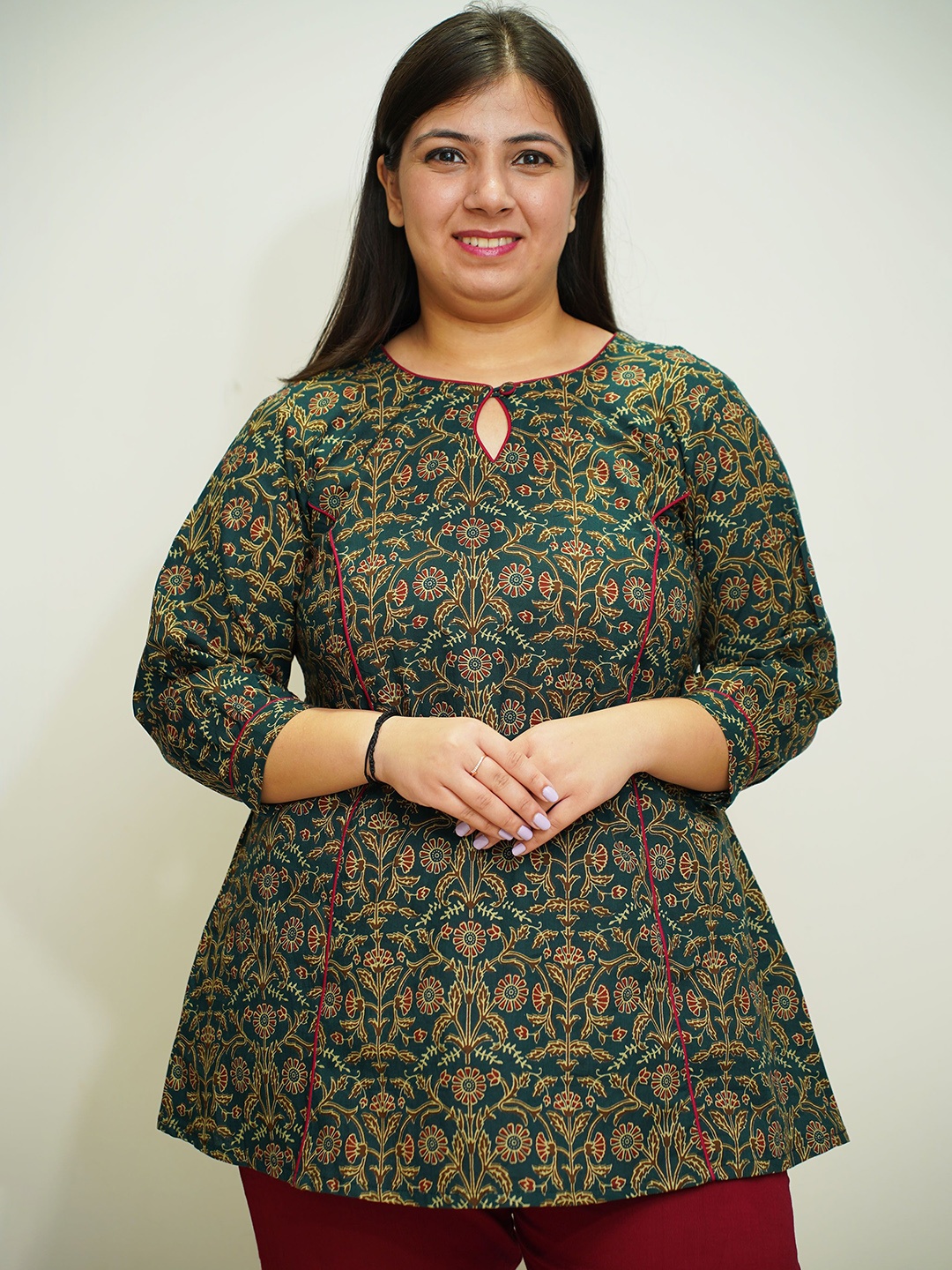 

APELLA Plus Size Short Kurti, Green