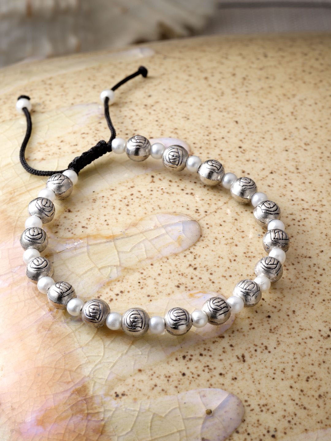 

Sanjog Beaded Wraparound Rakhi, Silver