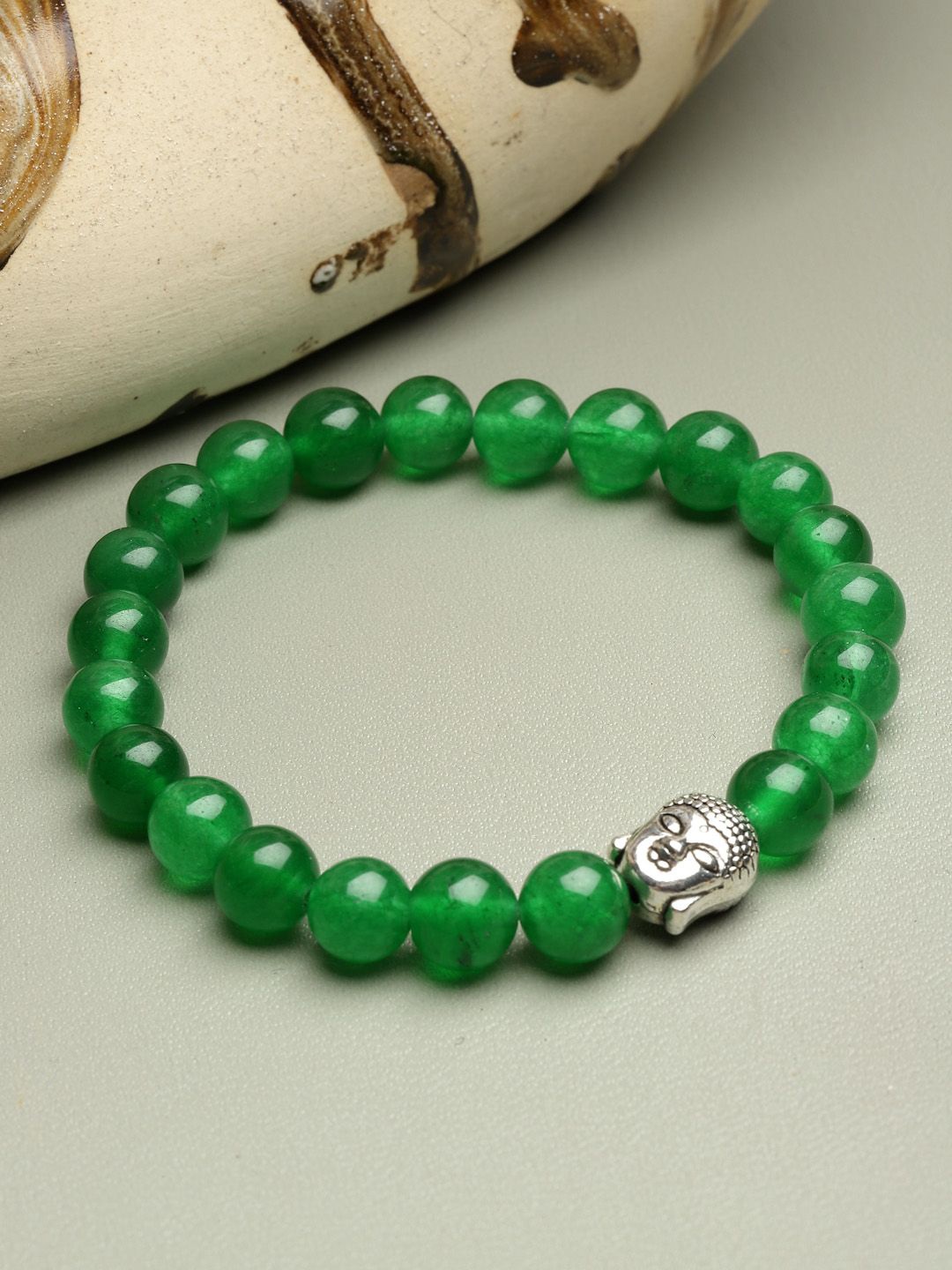 

Sanjog Green & Silver-Toned Wraparound Rakhi Bracelet