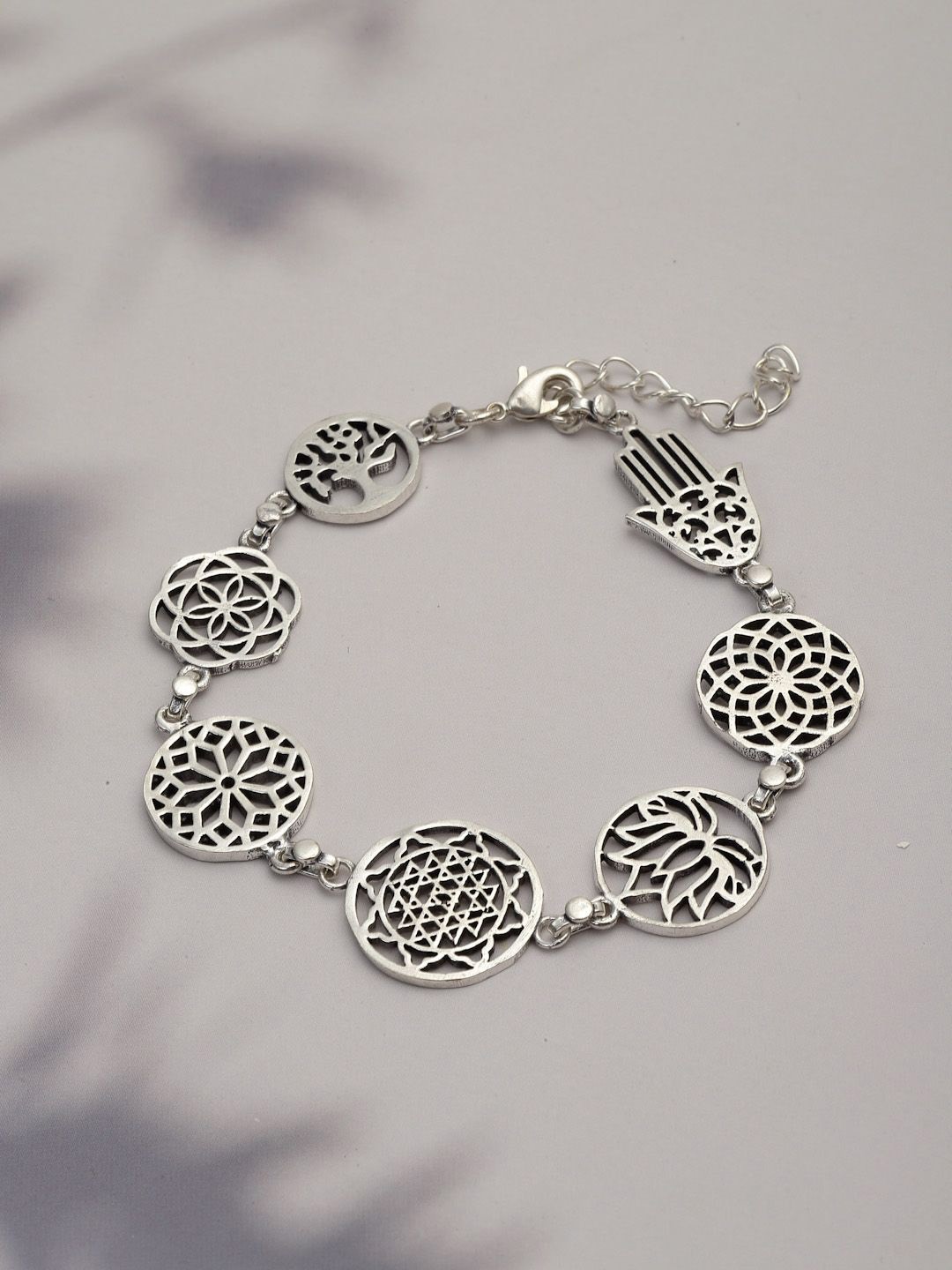 

Sanjog Floral Shaped Multistrand Bracelet Rakhi, Silver