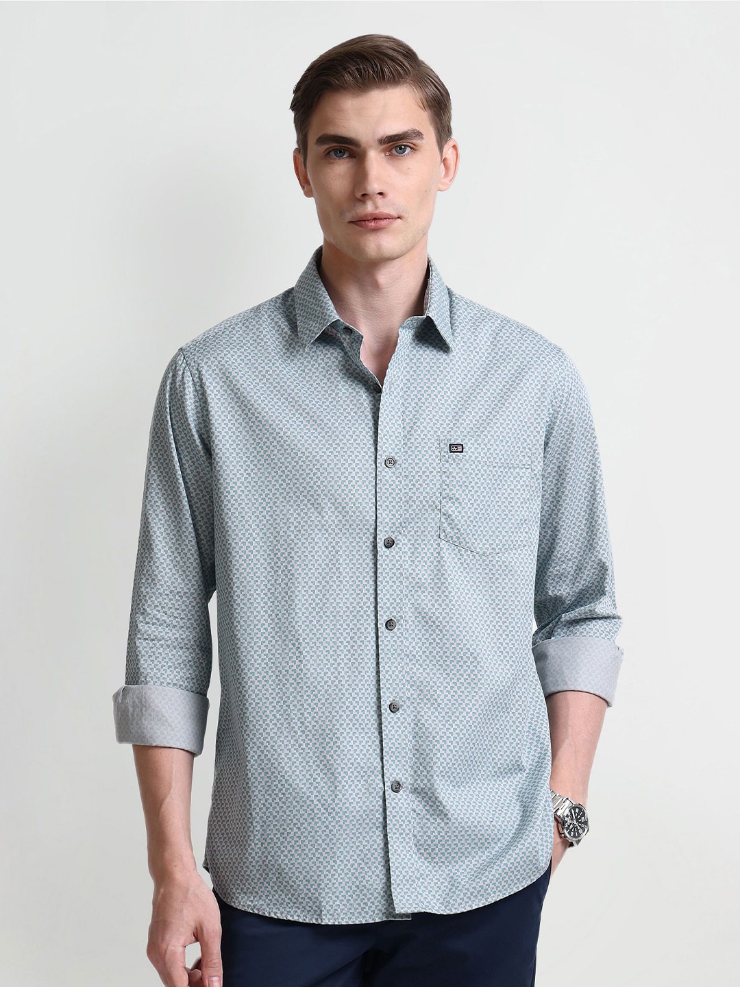 

Arrow Sport Men Slim Fit Opaque Printed Casual Shirt, Green