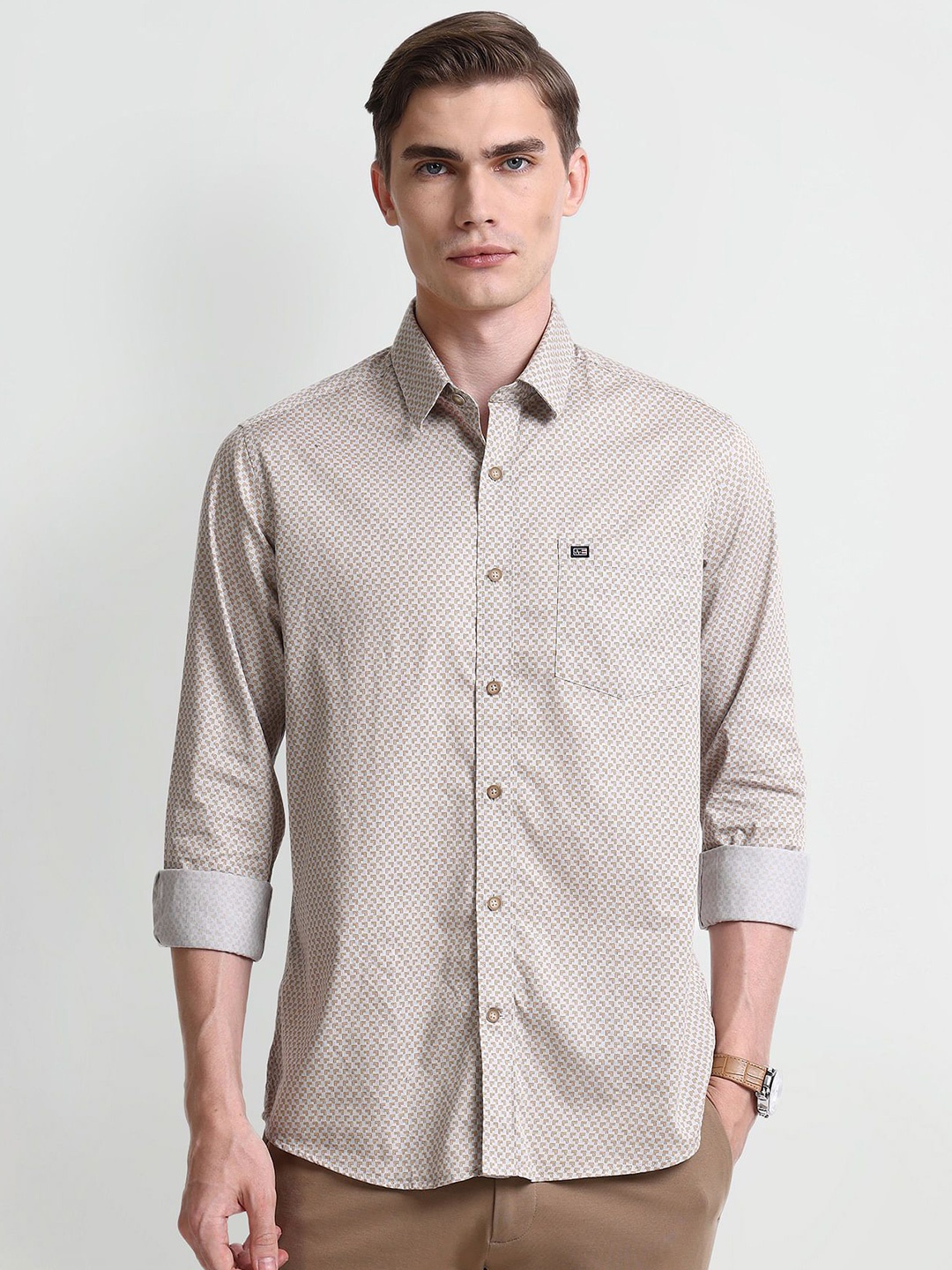 

Arrow Sport Men Slim Fit Opaque Printed Casual Shirt, Brown
